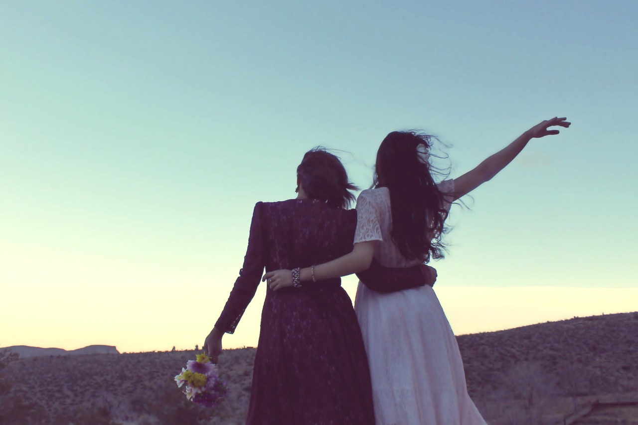 girlfriends, sunset, vintage-338449.jpg